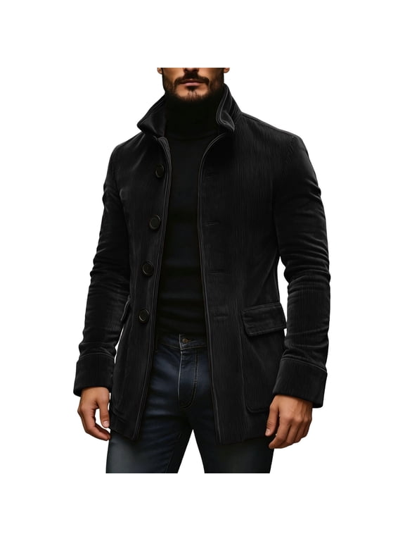 Men's Suit Jackets with Pockets Button Down Collared Long Sleeve Dress Coat Jackets for Everyday Wear Fall Winter Casual Jackets