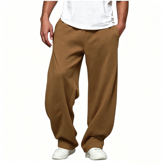 Guluxicc Men's Sweat Pants Drawstring Elastic Waist Loose Straight Leg Athletic Trousers for Gym Workout Everyday Fall Winter