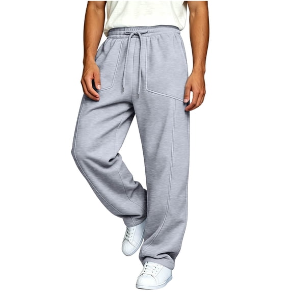 Guluxicc Men's Sweat Pants for Men Elastic Waist Drawstring Full Straight Leg Running Performance Trousers for Everyday Fall Winter