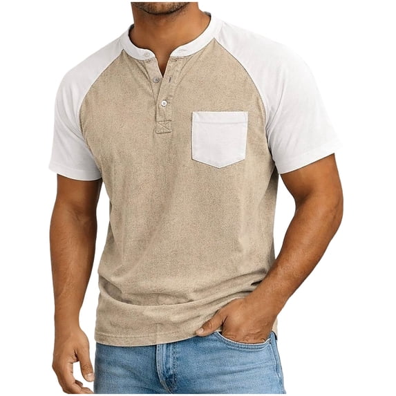 Guluxicc Men's T Shirts with Pocket Button Classic Fit Short Sleeve Shirts for Summer Casual Outfits