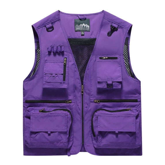 Guluxicc Men's Vest Fishing Jackets with Multi Pocket Full Zipper Sleeveless Cargo Jackets for Outdoor Hiking Wear Fall Winter Casual Jackets