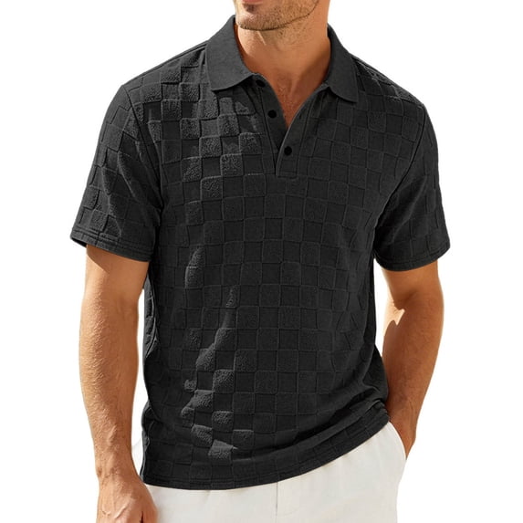Guluxicc Men's Waffle Golf Shirts Henley Loose Breathable Short Sleeve Tops for Everyday Business Wear Summer Casual Outfits