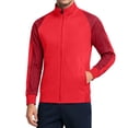 thumbnail image 1 of Guluxicc Mens Athletic Jackets with Pockets Color Block Mock Neck Full Zipper Long Sleeve Gym Workout Jackets for Running Everyday Fall Winter, 1 of 6