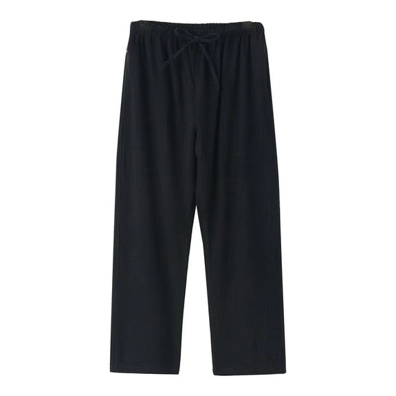 Guluxicc Mens Capri Sweatpants with Pockets Casual Wide Leg Athletic Pants Open Bottom Slacks Solid Color Trousers, Black