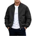 thumbnail image 1 of Guluxicc Mens Classic Bomber Jackets with Pockets Full Zipper Stand Collar Ribbed Cuffs Long Sleeve Solid Casual Jackets for Daily Fall Winter, 1 of 6