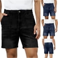 thumbnail image 1 of Guluxicc Mens Denim Shorts Button Elastic Waist Jean Shorts Regular Fit Solid Color Summer Casual Jeans with Pockets, 1 of 9