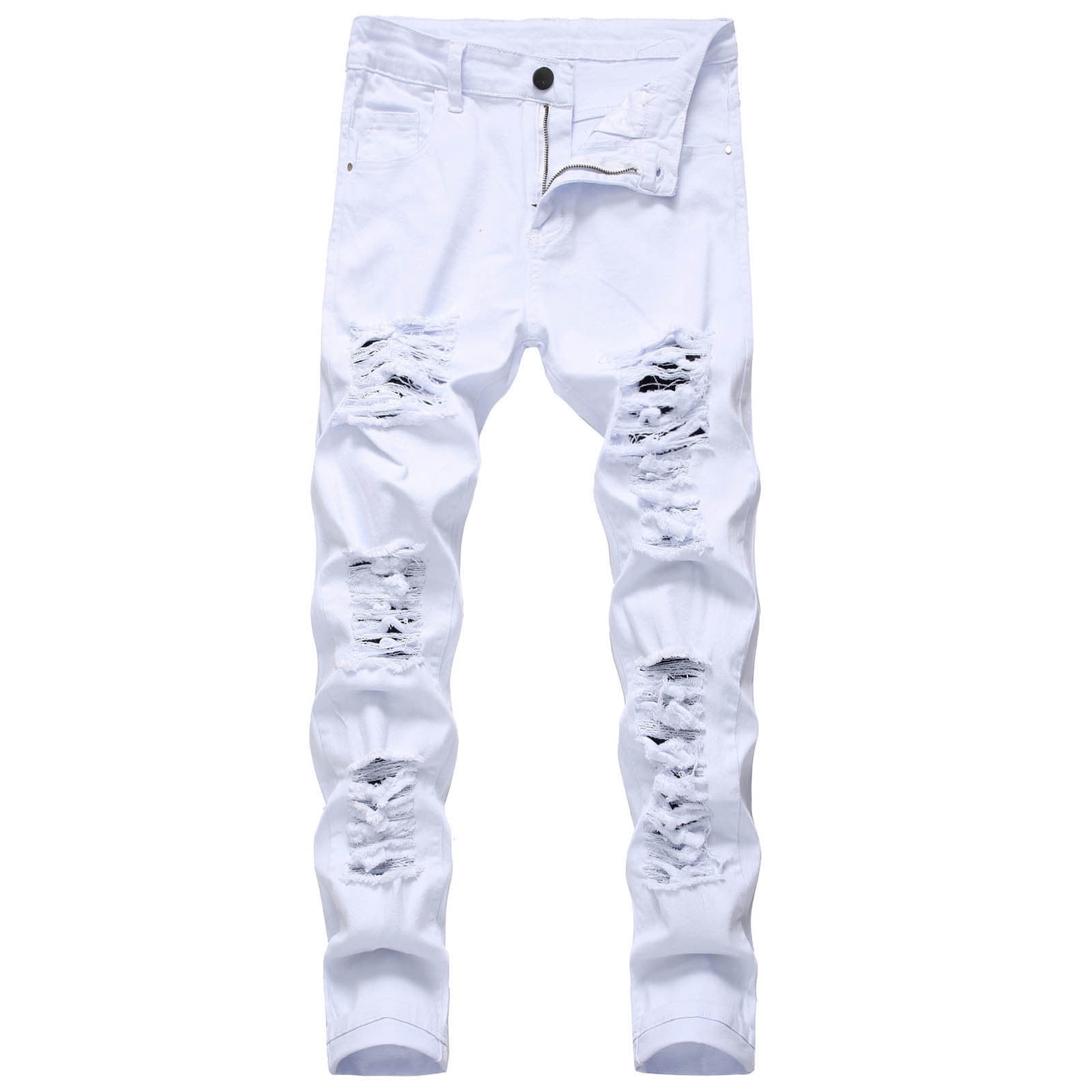 Guluxicc Mens Straight Leg Pants Casual Frayed Jeans Fashion Vocation ...