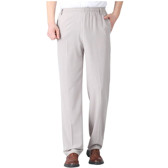 Guluxicc Mens Straight Leg Pants Casual Solid Quick Dry Pants with Pockets Lightweight Work Trousers, Gray