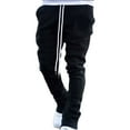 thumbnail image 1 of Guluxicc Mens Sweatpants Casual Elastic Waist Drawstring Pants Solid Color Bell Bottoms Winter Warm Flared Pants, Black, 1 of 7