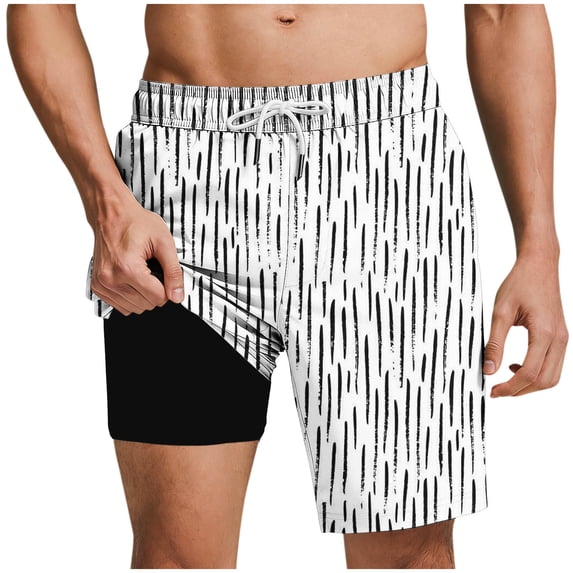 Guluxicc Mens Swimming Trunks with Compression Mesh Liner 2 in 1 Quick-Dry Swim Shorts with Pockets Summer Board Shorts