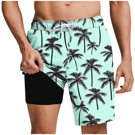 Guluxicc Mens Swimming Trunks with Compression Mesh Liner 2 in 1 Quick-Dry Swim Shorts with Pockets Summer Board Shorts