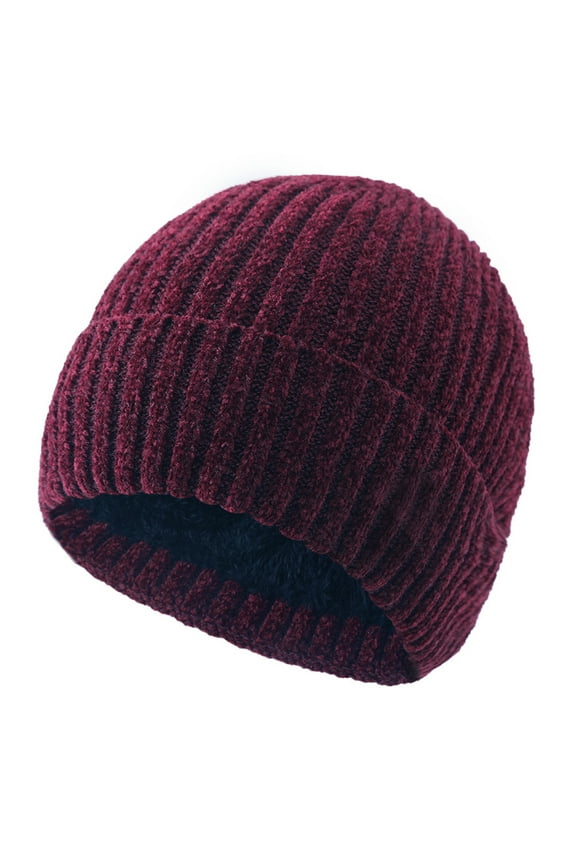 Mens Winter Knit Beanie Hats Trandy Fashion Solid Color Windproof Warm Cap for Women, Red