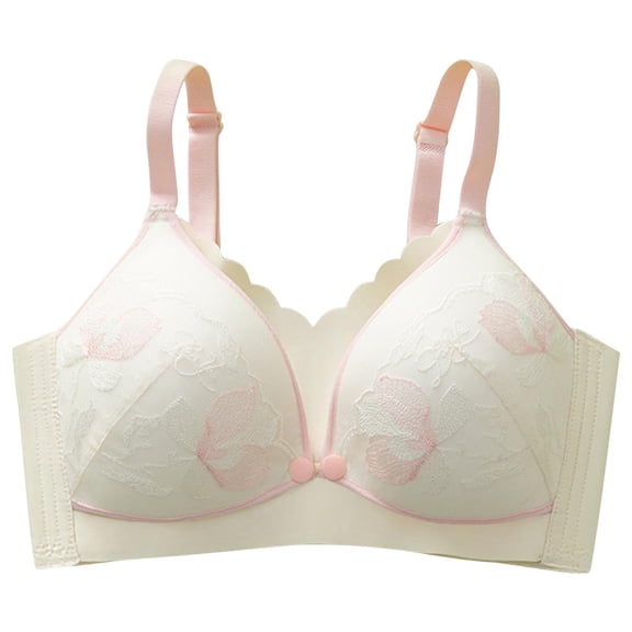 Guluxicc No Underwire Nursing Bras Front Closure for Women Maternity Breastfeeding, White, 95