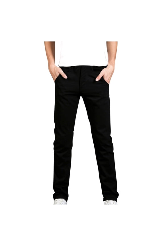 Pants for Men Casual Stretch Jeans Slim Fit Straight Leg Cotton Denim Pants, Black