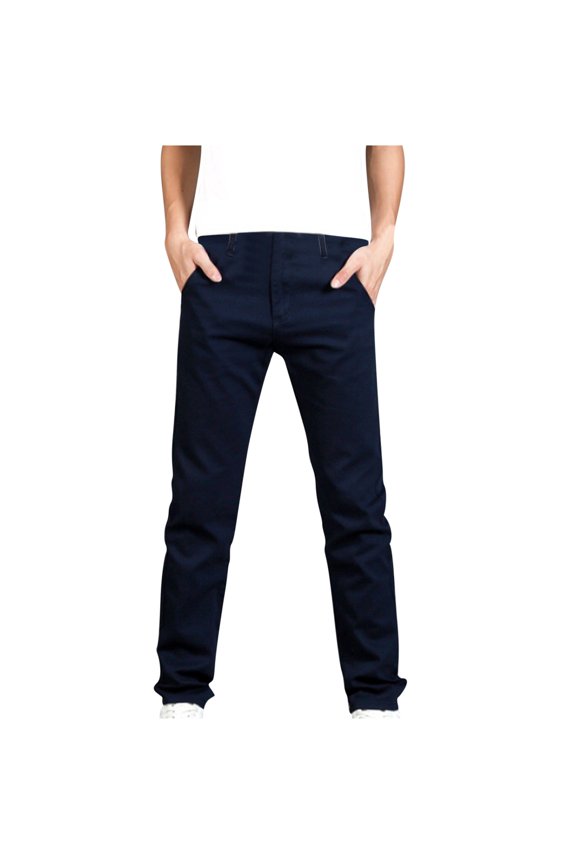Pants for Men Casual Stretch Jeans Slim Fit Straight Leg Cotton Denim Pants, Blue