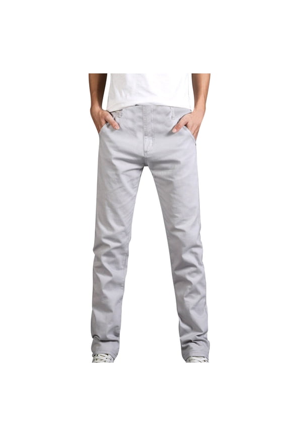 Pants for Men Casual Stretch Jeans Slim Fit Straight Leg Cotton Denim Pants, Gray