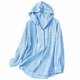 thumbnail image 1 of Guluxicc Plaid Hoodies for Women Drawstring Button Down Long Sleeve Lounge Hooded Blouses for Everyday Wear Fall Winter Casual Blouses, 1 of 6