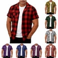 thumbnail image 1 of Guluxicc Plaid Tops for Men Button Down Summer Shirts Classic Casual Tops with Pockets, 1 of 7