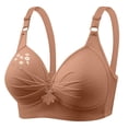 thumbnail image 1 of Guluxicc Plus Size Bras for Women No Underwire Wireless Comfortable Bra with Adjustable Straps Push Up Breathable Bras, Brown, 2XL, 1 of 3