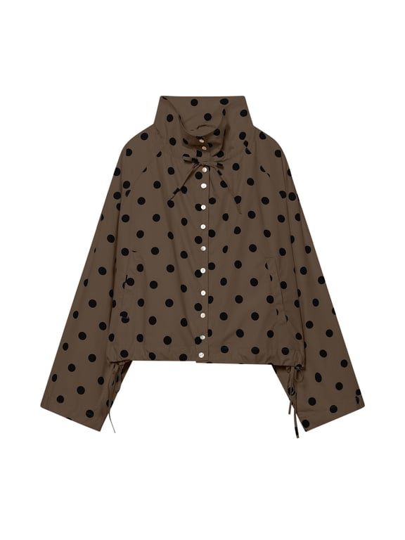 Polka Dot Jackets for Women Tie Neck Long Sleeve Jackets for Daily Fall Winter