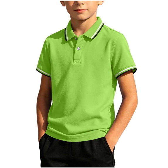 Guluxicc Polo Shirts for Boys Cotton Casual Color Block Performance Uniform Tops for Kids 3-12 Years