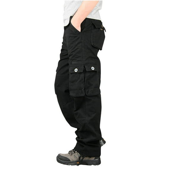 Guluxicc Ripstop Cargo Pants for Men Relaxed Fit Casual Multiple Pockets Outdoor Wide Leg Work Trousers Durable Elastic Waist Cotton Pants