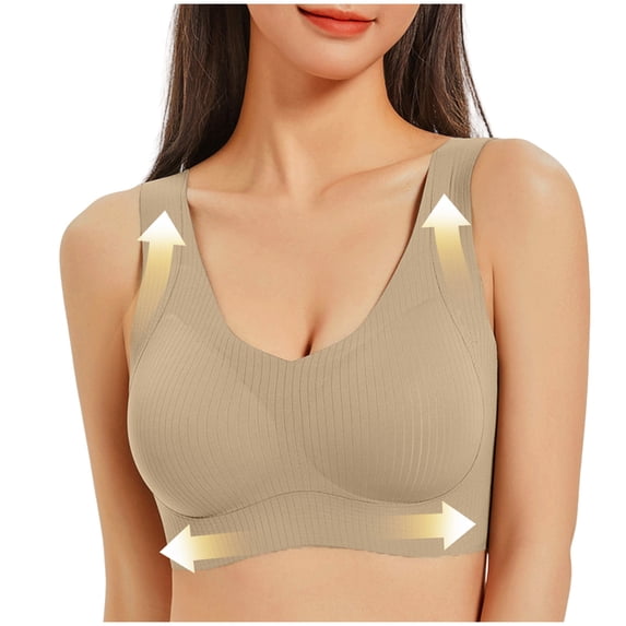 Guluxicc Seamless Bras for Women Semi Fixed Cup Push Up Bra No Underwire Comfort Wireless Bras, Brown, 4XL