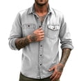 thumbnail image 1 of Guluxicc Shirts for Men Button Down Long Sleeve Shirts with Multi Pockets Hiking Summer Casual Outfit, 1 of 7