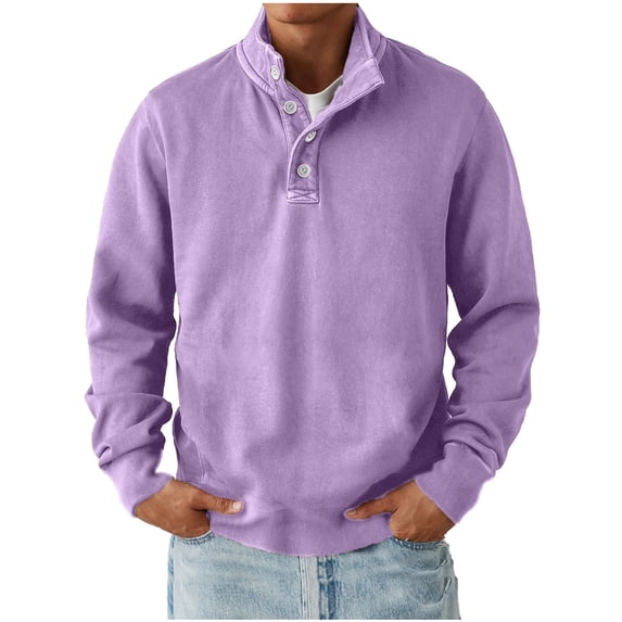 Guluxicc Solid Henley Sweatshirts for Men Pullover Long Sleeve Business Casual Sweatshirts with Ribbed Cuffs for Fall Winter