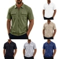 thumbnail image 1 of Guluxicc Summer Casual Tops for Men Full Zip Collared Gym Shirts Athletic Tops with Pockets, 1 of 6