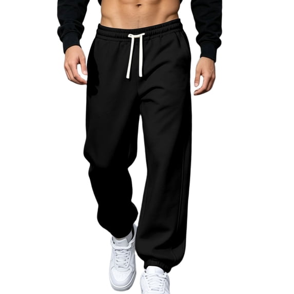 Guluxicc Sweat Pants for Men Loose Drawstring Straight Leg Athletic Trousers with Pockets for Everyday Fall Winter