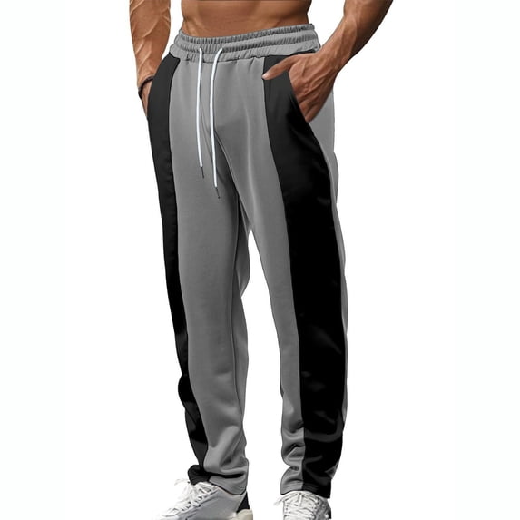 Guluxicc Sweat Pants for Men Loose Elastic Waist Drawstring Long Jogger Trousers for Running Performance Fall Winter