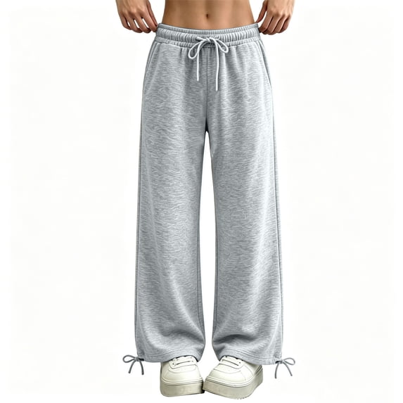 Guluxicc Sweat Pants for Women Loose Drawstring Elastic Waist Trousers Straight Leg Lounge Pants for Everyday Fall Winter