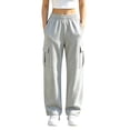 thumbnail image 1 of Guluxicc Sweat Pants for Women Multi-Pocket Elastic High Waist Wide Leg Cargo Pants for Everyday Fall Winter, 1 of 8