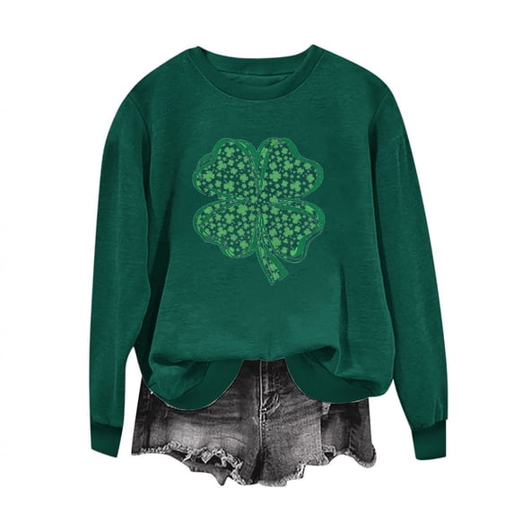Guluxicc Sweatshirts for Women Casual Long Sleeve Graphic Printed Shirts St. Patrick's Day Pullover Tops, L