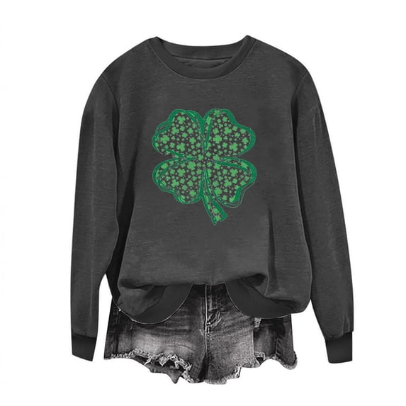 Guluxicc Sweatshirts for Women Casual Long Sleeve Graphic Printed Shirts St. Patrick's Day Pullover Tops, S