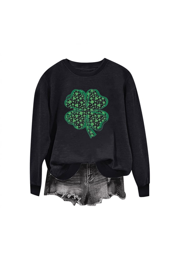 Sweatshirts for Women Casual Long Sleeve Graphic Printed Shirts St. Patrick's Day Pullover Tops, XS
