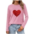 thumbnail image 1 of Guluxicc Sweatshirts for Women Valentine's Day Casual Crewneck Long Sleeve Tops Trendy Fashion Cute Graphic Pullover Shirts, Pink, XL, 1 of 4