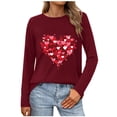 thumbnail image 1 of Guluxicc Sweatshirts for Women Valentine's Day Casual Crewneck Long Sleeve Tops Trendy Fashion Cute Graphic Pullover Shirts, Red, XL, 1 of 3
