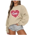 thumbnail image 1 of Guluxicc Sweatshirts for Women Valentine's Day Letter Graphic Print Pullover Tops Casual Crewneck Long Sleeve Shirts, Brown, S, 1 of 4
