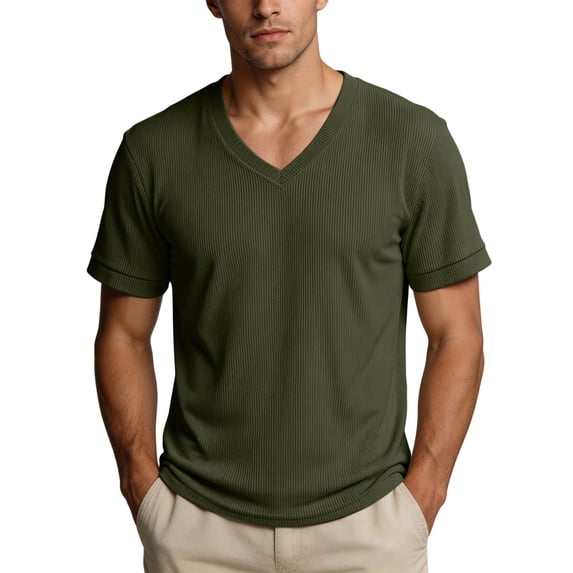Guluxicc T Shirts V Neck for Mens Summer Short Sleeve Casual Trendy T Shirt for Business