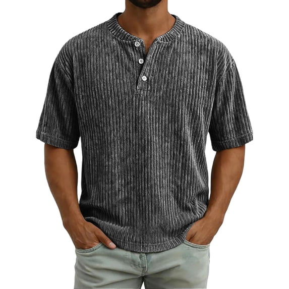 Guluxicc T Shirts for Men Button Short Sleeve Tops Trendy Summer Causal Outfit for Men