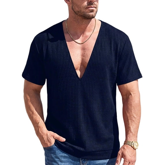 Guluxicc T Shirts for Mens V Neck Short Sleeve Summer Casual Trendy T-Shirt