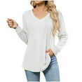 thumbnail image 1 of Guluxicc T-Shirts for Women V-Neck Long Sleeve Loose Fit Shirts Casual Soft Comfy Pullover Tops, 1 of 7