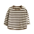 thumbnail image 1 of Guluxicc Toddler Kids Striped Long Sleeve Shirts Fleece Pullover Tops Cotton Knit Crewneck Sweatshirt Fall Winter Tee 6M-10Y, 1 of 1