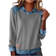 thumbnail image 1 of Guluxicc Tops for Women Casual Collared Long Sleeve Pullover Tops Workout Athletic Shirts, Gray, 2XL, 1 of 8