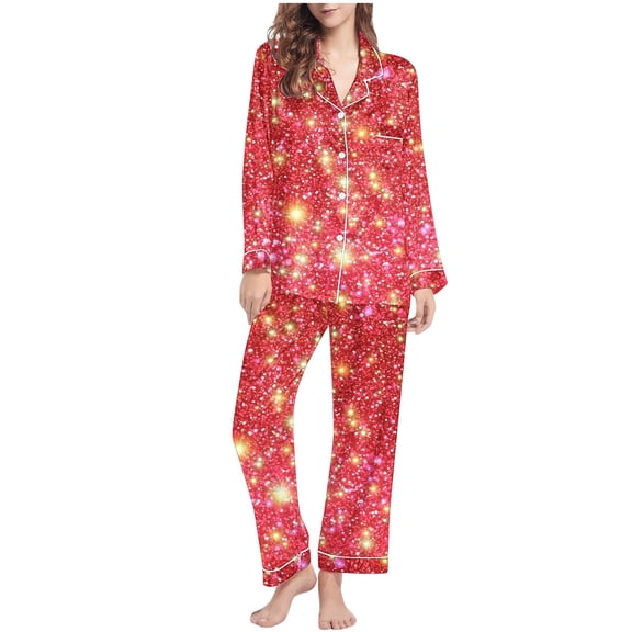 Guluxicc Two Piece Sets for Women Lounge Sets Long Sleeve Tops and Casual Pants Christmas Holiday Outfits Vacation Travel Pajama Set, Red
