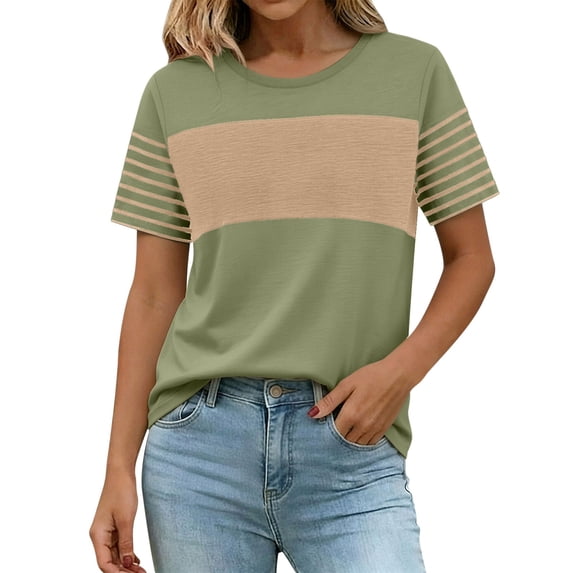 Guluxicc V Neck T Shirts for Women Short Sleeve Printed Casual Loose Fit Tops Summer Womens Shirts