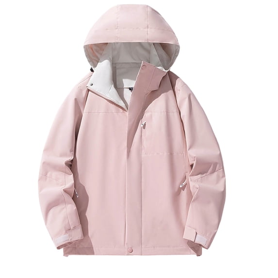 Guluxicc Windbreaker Jackets with Zip Pockets Waterproof Full Zipper Outdoor Hiking Hooded Jackets for Cool Weather