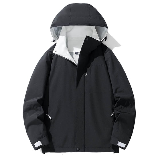 Guluxicc Windbreaker Jackets with Zip Pockets Waterproof Full Zipper Outdoor Hiking Hooded Jackets for Cool Weather